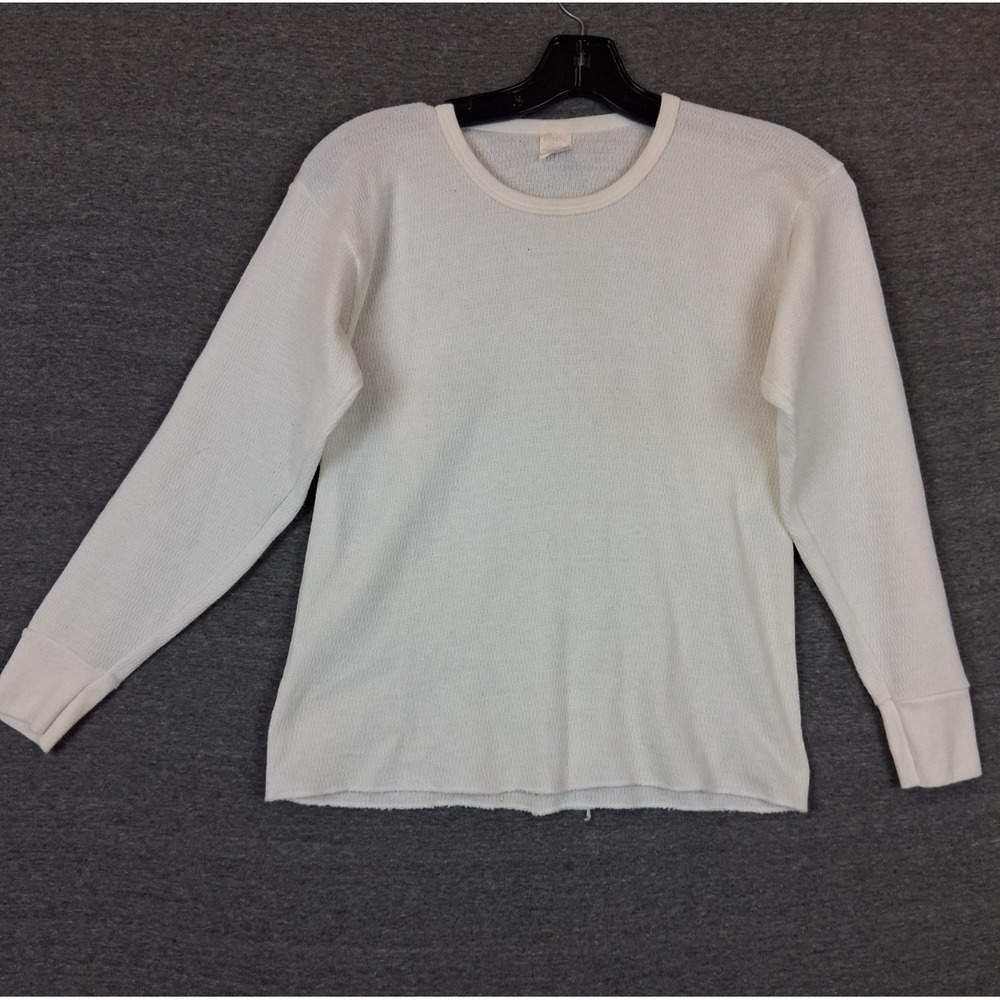 Gitano Womens Shirt S White Waffle Knit Thermal Crew VTG 80s 90s Baselayer Gorp